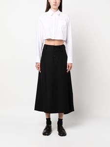 yohjiyamamoto Yohji Yamamoto Midi-rok met A-lijn - Zwart