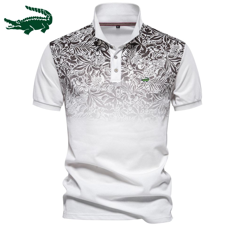 CARTELO 2024 Spring/Summer Embroidery Brand Gradient Printed POLO Shirt Men's Polo Collar European Size T-shirt