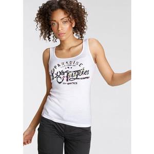 KangaROOS Geribde tanktop met bloemige puff-print