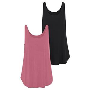 Lascana Lange top Met afgeronde zoom van zachte viscose-stretch (2-delig, Set van 2)