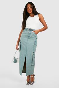 Boohoo Cargo Maxi Rok Met Dsgn Badge, Vintage Wash