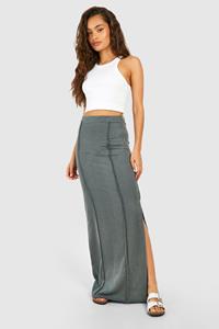 Boohoo Gebleekte Jersey Maxi Rok Met Naaddetail, Grey