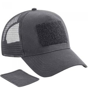 Beechfield afneembare truckerpet met patch One Size grijs