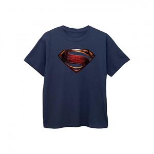 Katoenen T-shirt met Superman-logo voor jongens 12-13 marineblauwe kleur