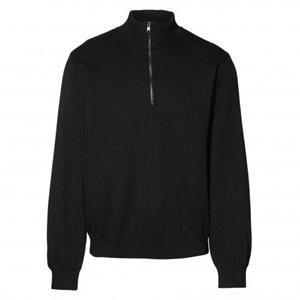 ID Heren gebreide fleece-pullover met halve rits 4XL zwart