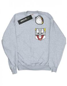Looney Tunes jongens Bugs Bunny Face sweatshirt met nepzak 12-13 zwart