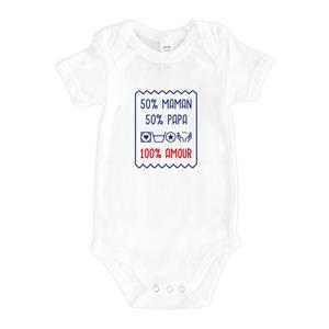 We are family Romper - 50% MOEDER 50% VADER 100% LIEFDE 3/6 mois wit