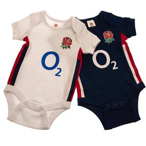 England RFU Engeland RFU Baby bodysuit (Pak van 2) 12-18 blauw/wit