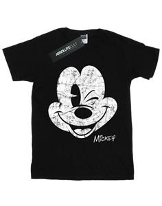 Disney Mickey Mouse Distressed Face T-shirt voor jongens 12-13 zwart