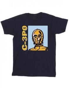 Star Wars jongens C3PO lijn kunst T-shirt 7-8 Years wit