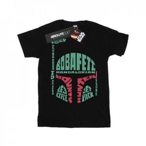 Star Wars jongens Boba Fett tekst hoofd T-shirt 12-13 zwart