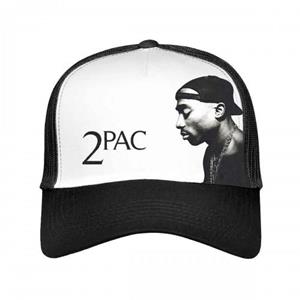 Pertemba FR - Apparel Tupac Shakur Unisex volwassen profielfoto mesh paneel baseballpet One Size wit/zwart