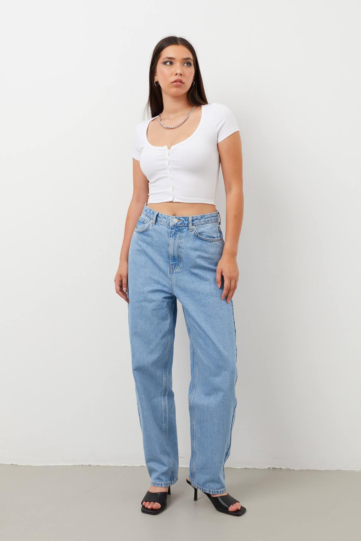 Banny Jeans Mom Fit Jean-broek voor dames met extra hoge taille, lichtblauw