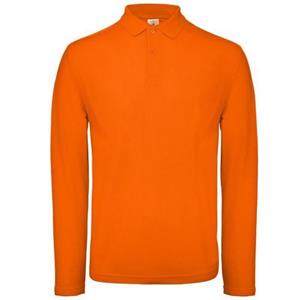 B and C B&C Collection herenpoloshirt met lange mouwen M wit