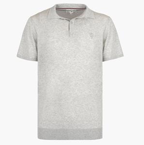 Quick-Q1905 Heren Gebreide Polo Hessum | Lichtgrijs Melange