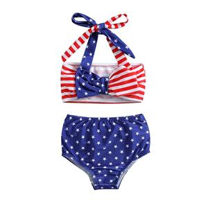 Starriver Peuter meisjes tweedelig badpak Amerikaanse vlag ster badpakken strand baby zwembad bikini badpak