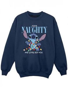 Disney Girls Lilo & Stitch Naughty & Nice Sweatshirt 9-11 Years marineblauwe kleur