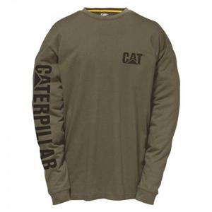 Caterpillar T-shirt met lange mouwen en handelsmerkbanner voor heren L rood