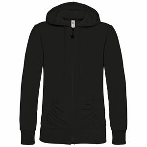B and C B&C Wonder Women sweatshirt/hoodie met capuchon en volledige ritssluiting XS marineblauwe kleur