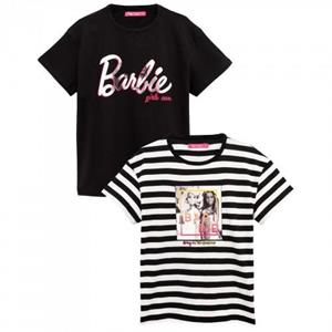 Barbie Girls T-Shirt (Pack of 2) 3-4 Years wit/zwart