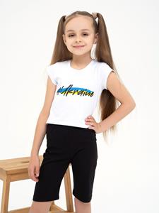 Witte top met patriottische boodschap ISSA Plus 122 wit