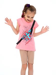 Roze ISSA Plus T-shirt met print en paneel 122 roze