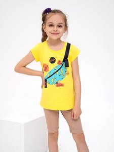 ISSA Plus geel T-shirt met print en paneel 128 geel