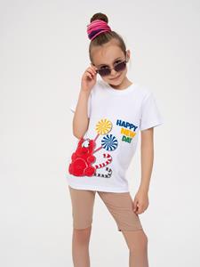 Wit T-shirt met heldere ISSA Plus print 128 wit