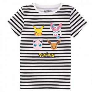 Pokemon Girls Striped T-Shirt 5-6 Years wit/zwart