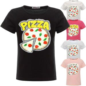BEZLIT Mädchen Wende Pailletten T-Shirt mit einem PIZZA Motiv 104 wit