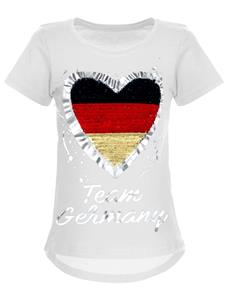 BEZLIT Duitsland T-shirt met omkeerbare pailletten en hart voor meisjes WK 2018 104 turquoise