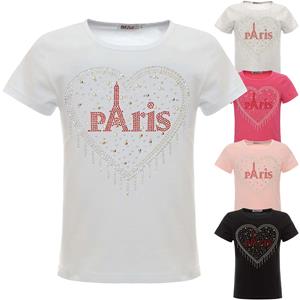 BEZLIT Mädchen Sommer Shirt mit Glitzersteinchen im Herz-Motive 104 zwart