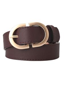 Mode Vrouwen Riem PU Leer Vintage Stevige D-vormige Gesp Skinny Taille Banden Pin Gesp Riemen One Size koffie