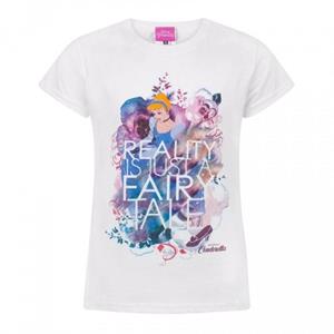 Cinderella Assepoester Girls Reality is gewoon een sprookjes T-shirt met korte mouwen 12-13 roze/wit