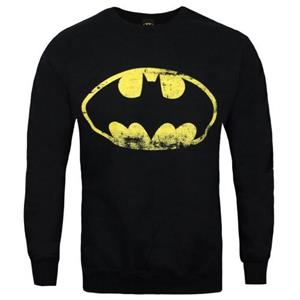 Batman officieel heren sweatshirt met verontrust logo S zwart