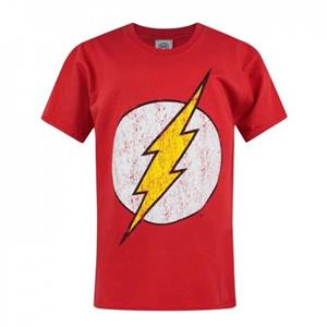 Flash officieel T-shirt met Distressed logo voor jongens 12-13 rood