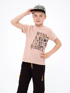 Beige katoenen T-shirt met ISSA Plus print 134 beige