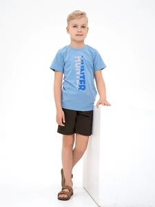 Blauw katoenen T-shirt met ISSA Plus-opschrift 128 diep hemelsblauwe kleur
