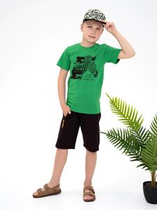 Groen T-shirt met zwarte ISSA Plus print 122 groen