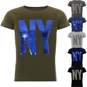 BEZLIT Omkeerbaar T-shirt met pailletten en leuk motief voor jongens 104 olijf