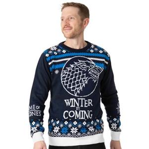 Game Of Thrones Unisex volwassen Stark gebreide kersttrui S blauw/wit