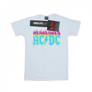 AC/DC katoenen T-shirt met neonvlammen voor meisjes 12-13 wit
