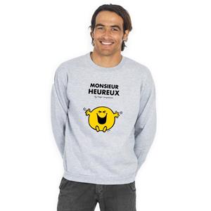 Monsieur Madame Herensweater - MONSIEUR HEUREUX XS heide grijze kleur