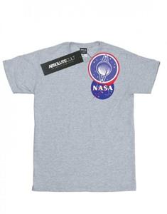 Klassiek katoenen T-shirt met Insignia-borstlogo van NASA voor meisjes 12-13 wit