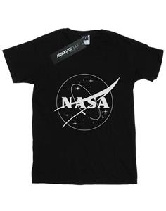 Klassiek katoenen T-shirt met insignia-logo voor NASA-meisjes 12-13 zwart