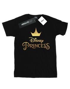 Katoenen T-shirt met Disney Princess Crown-logo voor meisjes 12-13 zwart