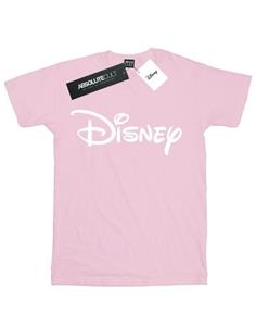 Klassiek katoenen T-shirt met Disney-logo voor meisjes 12-13 babyroze kleur