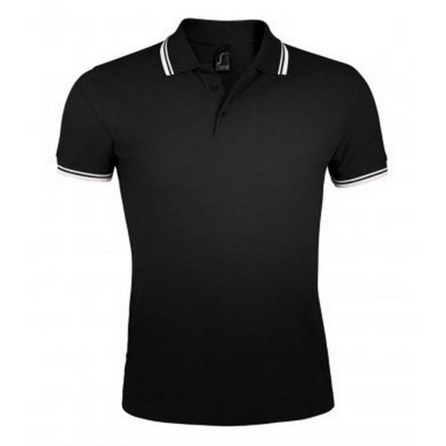 SOLS Heren Pasadena getipt piqué poloshirt met korte mouwen L wit/groen