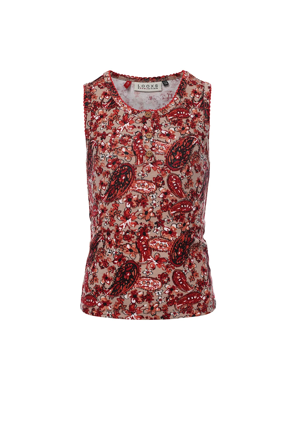 Looxs Revolution Rib jersey top bloemen voor meisjes in de kleur