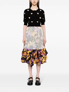 commedesgarçons Comme Des Garçons Midi-rok met bloemenprint - Zwart